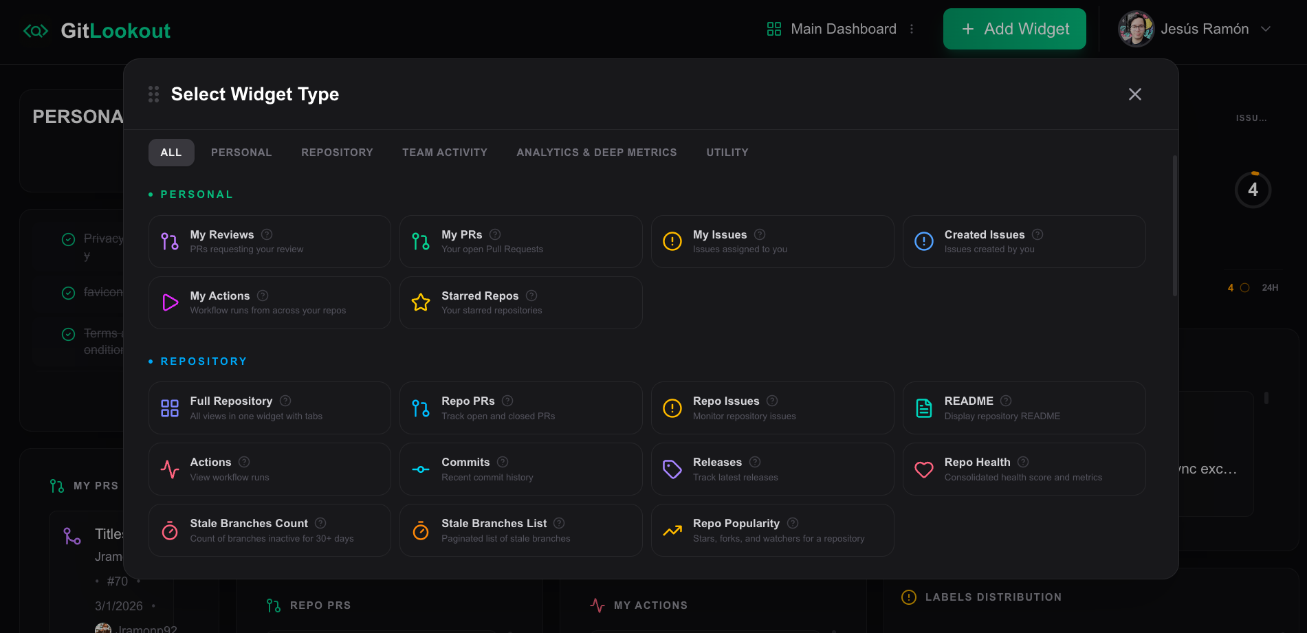 GitLookout - Git Repository Dashboard