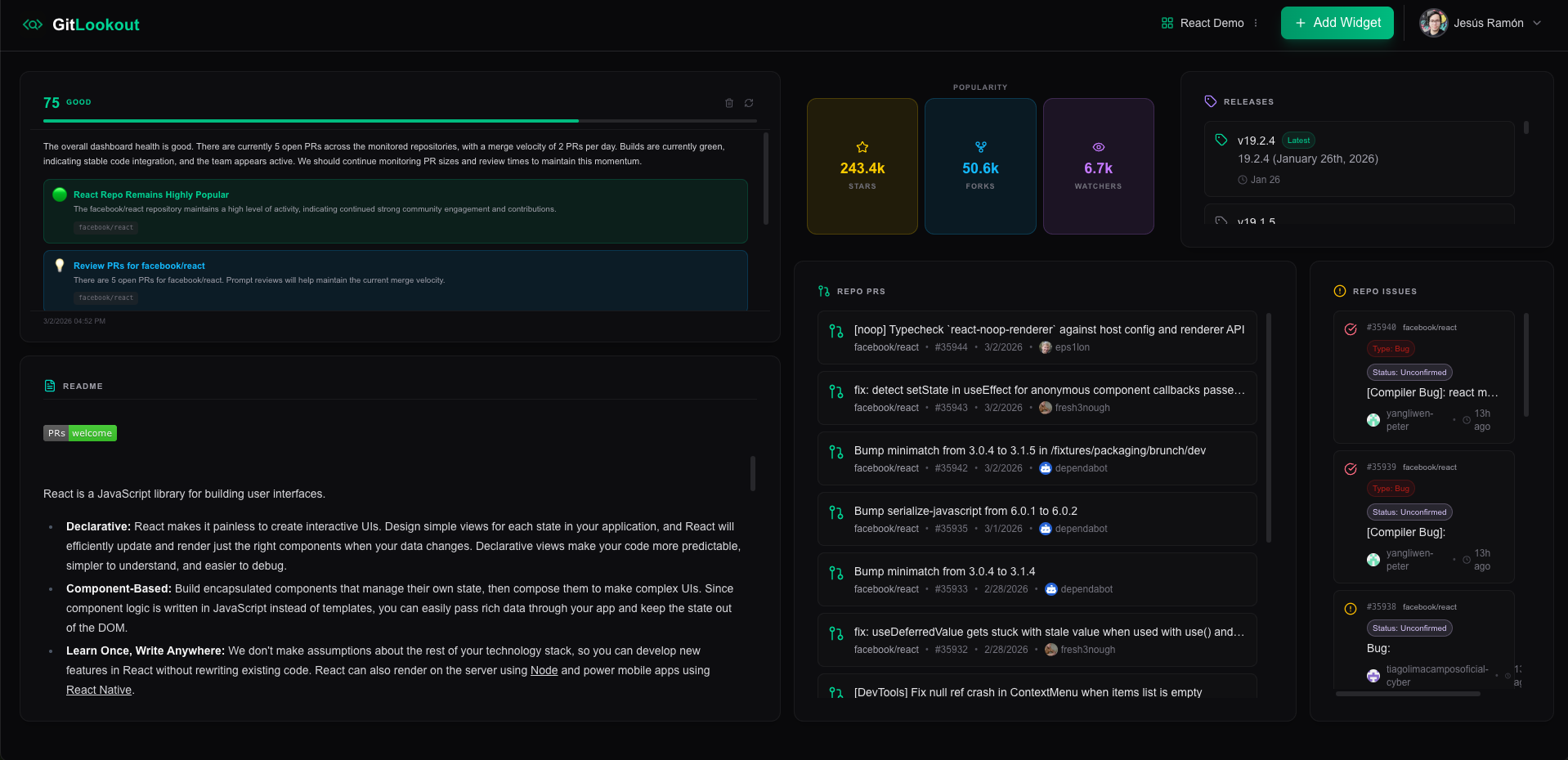 GitLookout - Git Repository Dashboard